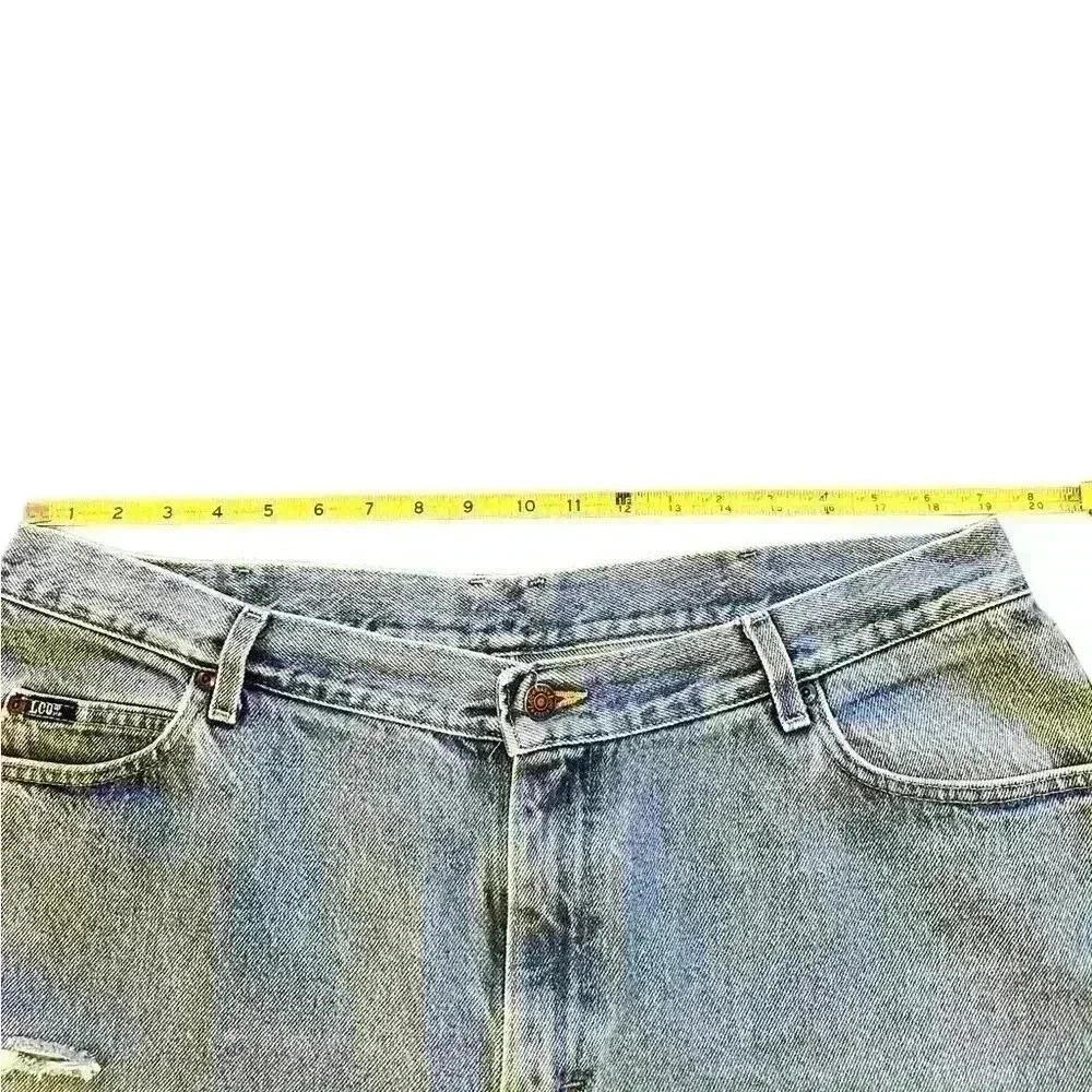 VTG 90s Y2K Lee Denim Cutoff Shorts 38” Waist ACTUAL Relaxed Western Grunge - Picture 4 of 7